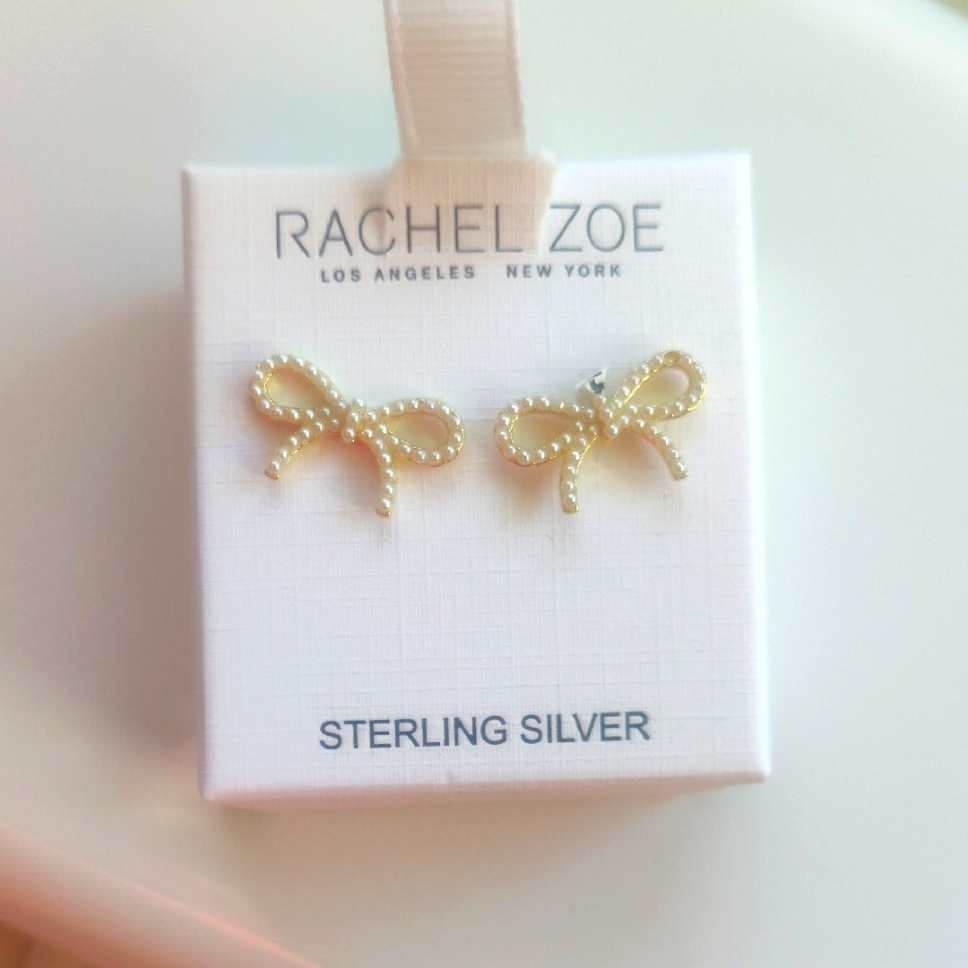 New!Rachel Zoe Sterling Silver Bow Studs Earrings